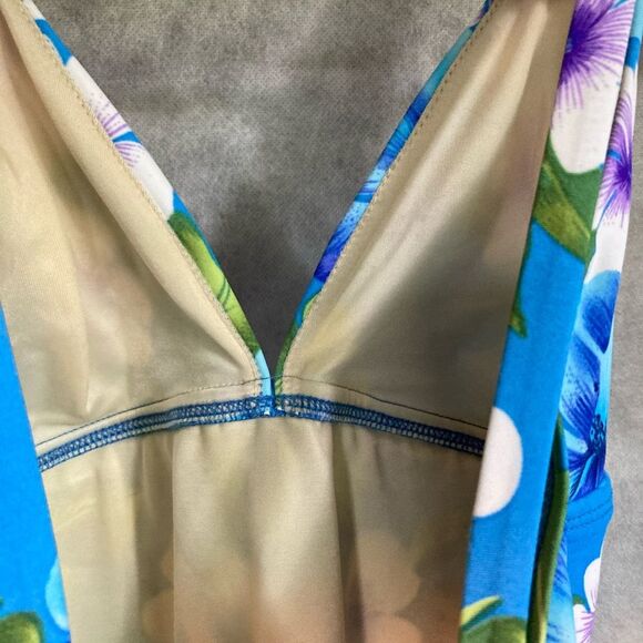 LANDS END Floral Green Tropical Leaves One Piece Swimsuit Womens Size 8 - Picture 14 of 15